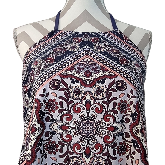 Kona Sol Bandana Tie Mandala Swim Top Halterneck Sz L Y2K Style Biker Chick - Picture 2 of 9